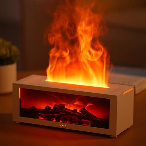 White fireplace flame aromatherapy oil diffuser